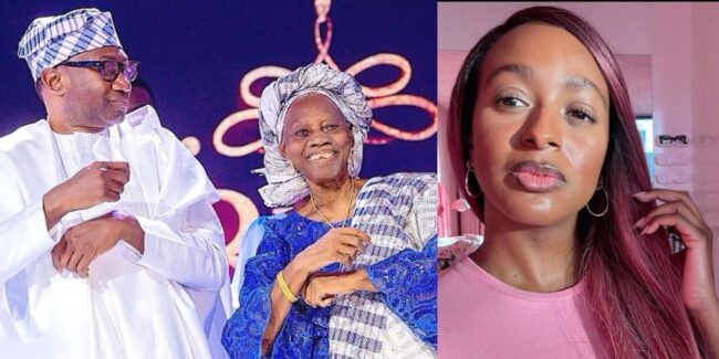 As Femi Otedola celebrates his mother's 92nd birthday, DJ Cuppy responds.