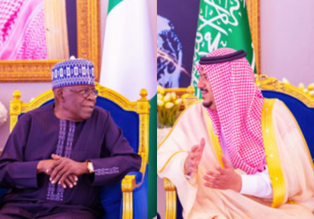 For the World Economic Forum, Tinubu arrives in Riyadh.