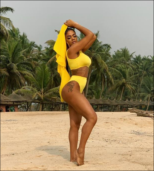 Venita Akpofure, a mother of two, bares her body in a skimpy dress.