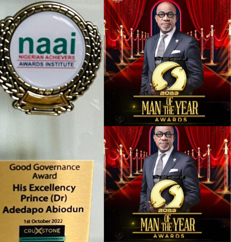 Winner of the Independent Newspapers Governor of the Year (Tech Innovation) Award is Gov. Abiodun.