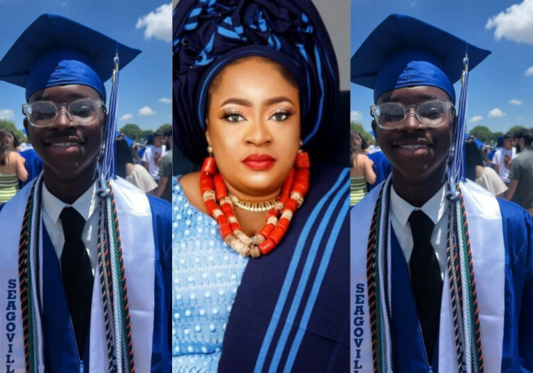 Actress Foluke Daramola, moved by her son's high school graduation, said, 
