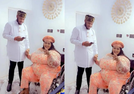 A physically challenged woman celebrates her third wedding anniversary with her husband