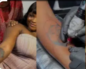Lady gets Davido and Chioma tattoo to celebrate wedding