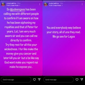 “Try rest from your wickedness” – Cynthia Morgan tells Square's brother Jude Okoye as she reveals her deadly desires for him