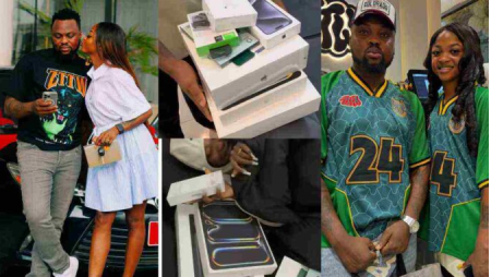 Popular comedian Egungun has become a hot topic online after surprising his wife with some kind of Apple device (Video)